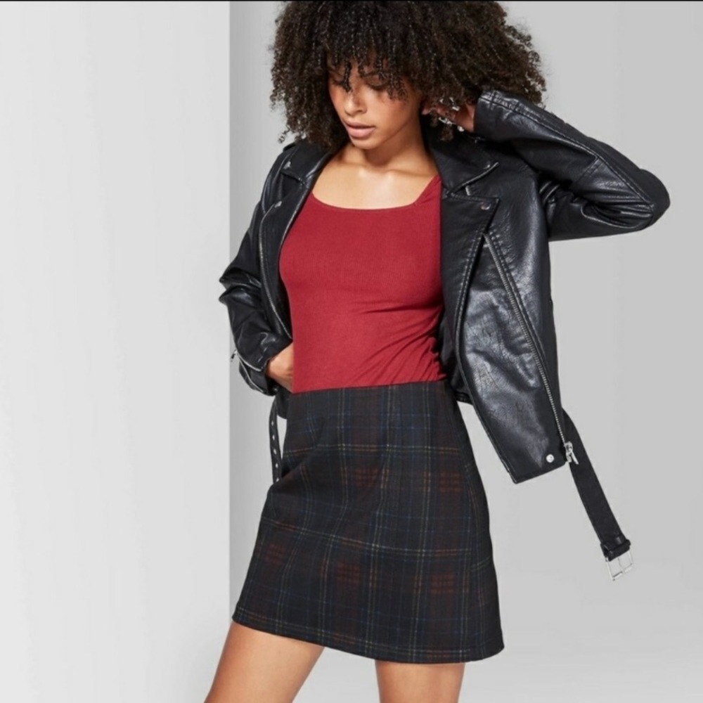 Wild Fable Black Plaid Mini Skirt Size Small NWT